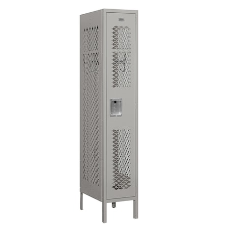 Salsbury Industries 1 Tier Vented Locker, 12"Wx66"Hx18"D, 1 Door, Gray, Unassembled 71158GY-U